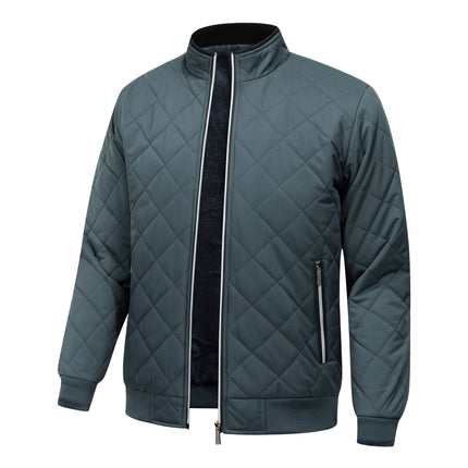Mens Quilted Fleece Lined Winter Jacket Dark Green Zip Up