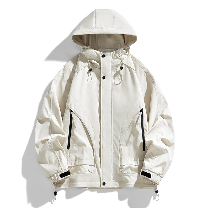 Spring And Autumn High-grade Simple Versatile Trench Coat Windproof Hood Jacket