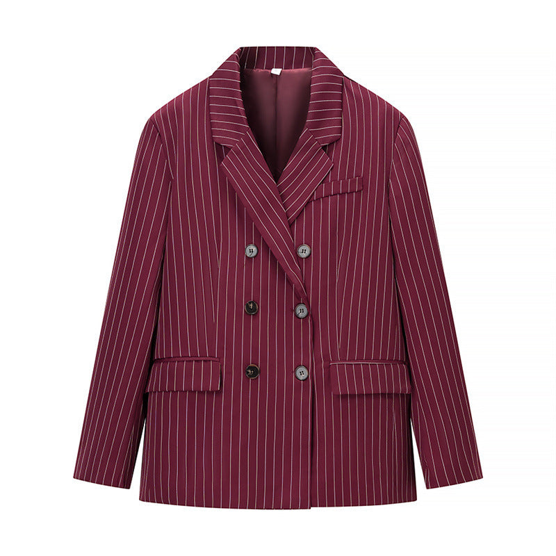Female Casual Versatile Suit Jacket Casual Pants Striped