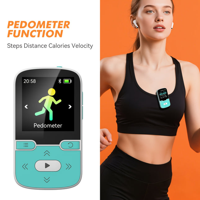32GB Clip MP3 Player Wireless 5.3 HiFi Sound FM Radio
