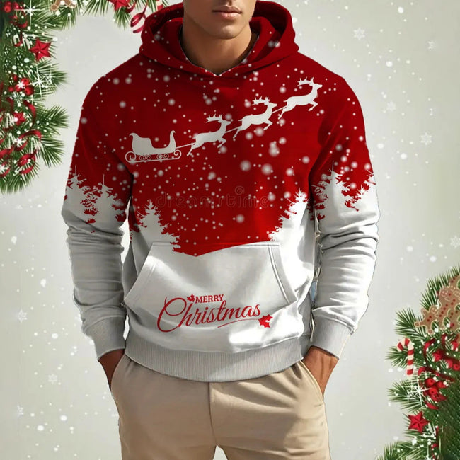 Men's Christmas Reindeer 3D Printed Hoodie Hover Image