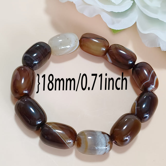18mm Natural Agate Beaded Bracelet Black White Marble