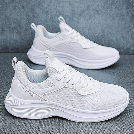 Men's White Low Top Sneakers Arch Support Cushioned Sole