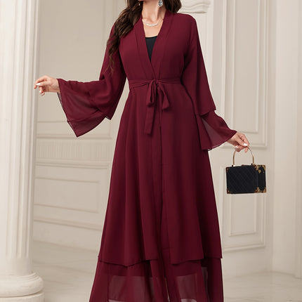 Muslim Women Abaya Batwing Sleeve Solid Color Maxi Kaftan