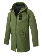 Mid-length Men's Hooded Casual Workwear Shell Jacket Windproof Jacket
