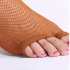 Latin Dance Caramel Open-toed Fishnet Stockings