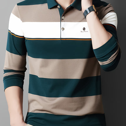 Mens Long Sleeve Shirt Formal Casual Button Up With Stripes