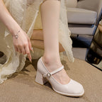 Women's One-strap Thick Heel Round Toe Large Size High Heels