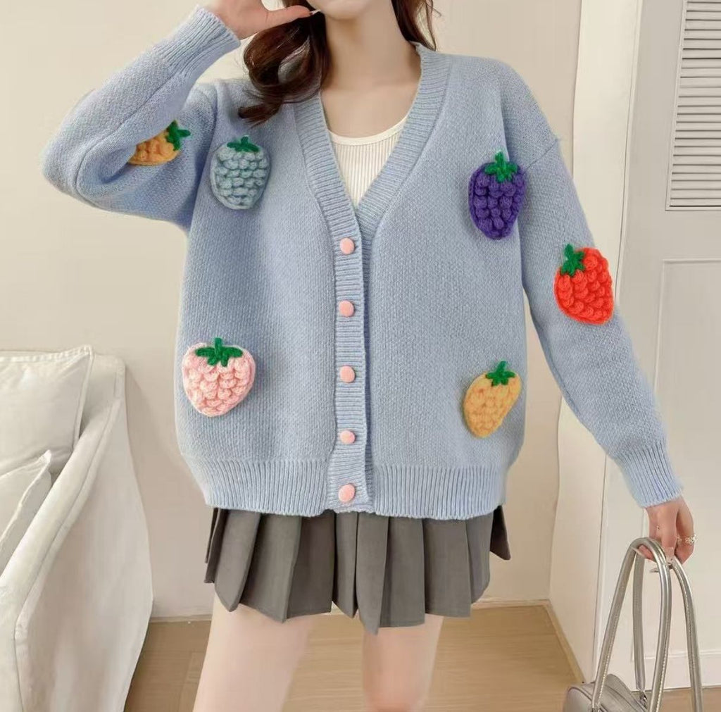 Handmade Embroidery High-end Cardigan Korean Style Design Heavy Work Sweater