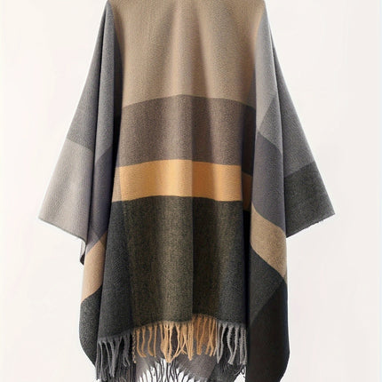Fringe Plaid Womens Scarf Shawl Warmth For Cold Weather