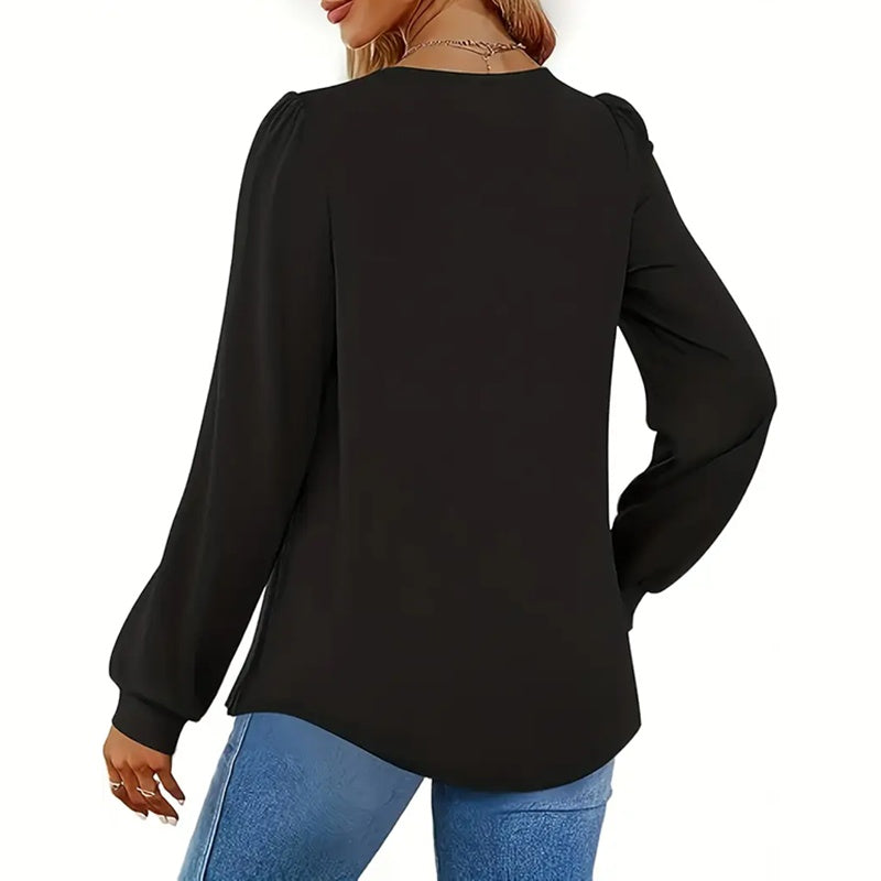 2-Pack Women's Puff Sleeve Square Neck Blouse, Fall Trendy Pleated Tunic Top, Dressy Casual Long Sleeve Work Shirt