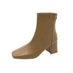 Boots Zipper Mid-calf And Low Length Martin Square Head