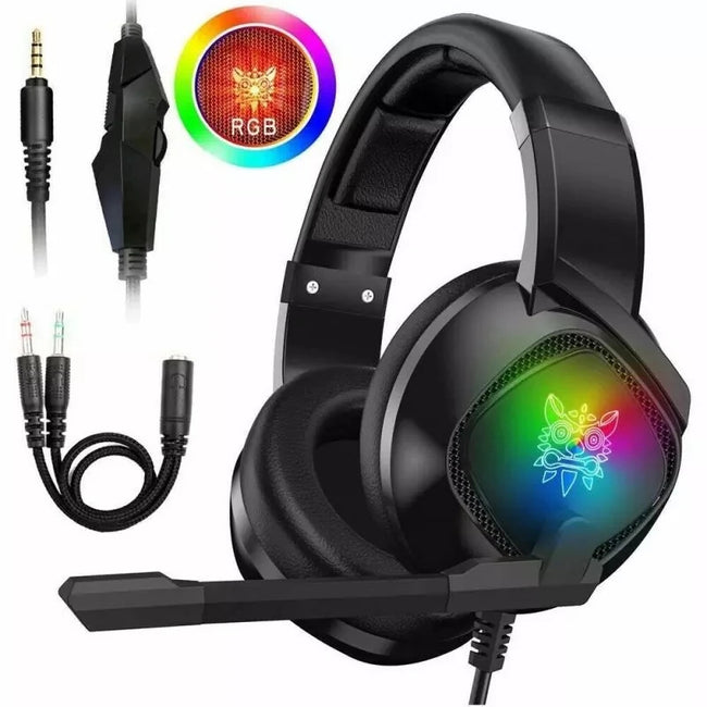 Gaming Headset For X-box One, PS4 Over Ear Headphones RGB Earphone With Noise Cancellation Microphone Volume Controller Tablet Hover Image