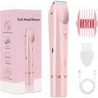 2 In 1 Hair Remover Women's Double Head Shaver Private Pubic Hair Trimmer Electric Razor Wet Dry Electric Body Hair