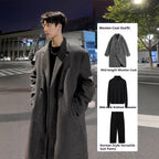 Mid-length Thick Loose Below The Knee Korean Style Trench Coat Suit Woolen Coat