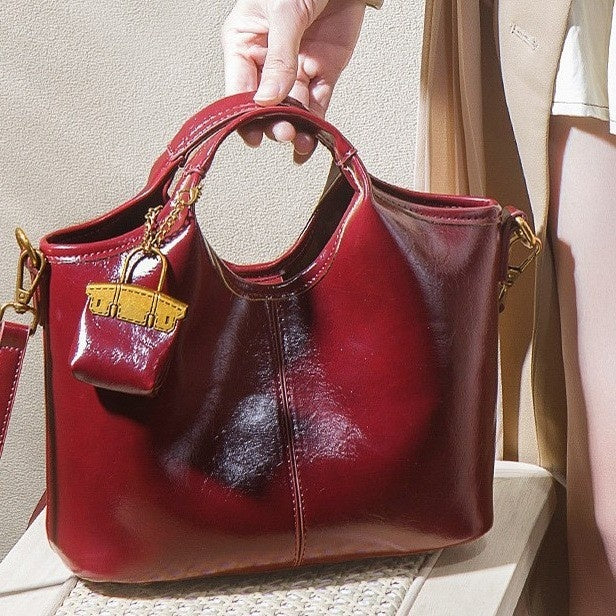 Leather Women's Bright Leather Shoulder Underarm Bag Hover Image