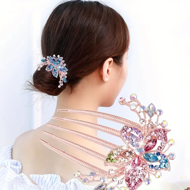 Retro Rhinestone Hair Clips 4pc Set Plastic Shiny Hair Comb