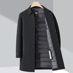 Mid-length Cotton-padded Coat Men's Fleece-lined Windproof Coat