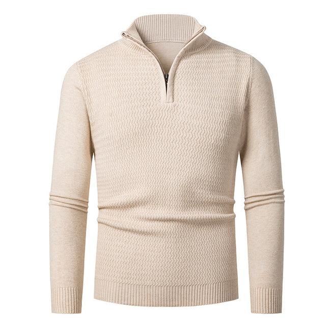 Men's Solid Color Half Zipper Sweater Hover Image