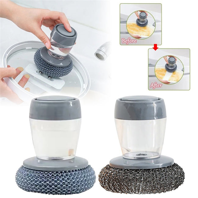 Kitchen Soap Dispensing Palm Brush Cleaner Push-type Brush Kitchen Detergent Tools Hover Image