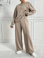 Women's Round Neck Long-sleeved Trousers Temperament Twinset