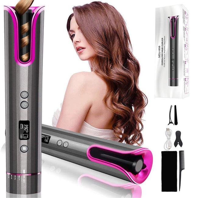 Automatic Hair Curler USB Cordless Wireless Auto Ceramic Curling Iron Hair Waver T Waves Iron Curling Wand Air Curler Hover Image