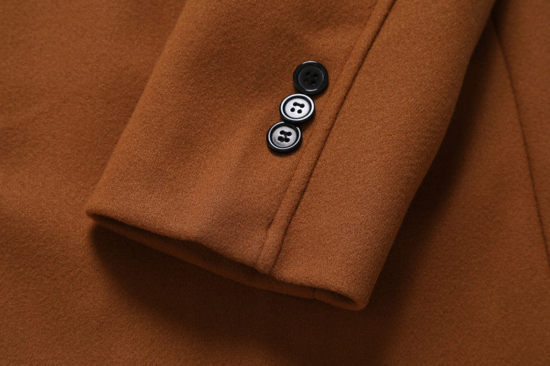 A Solid-color, Form-fitting Woolen Coat For Middle-aged And Young Men In Autumn