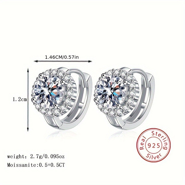925 Silver Moissanite Earrings 1 Carat Easter Gift