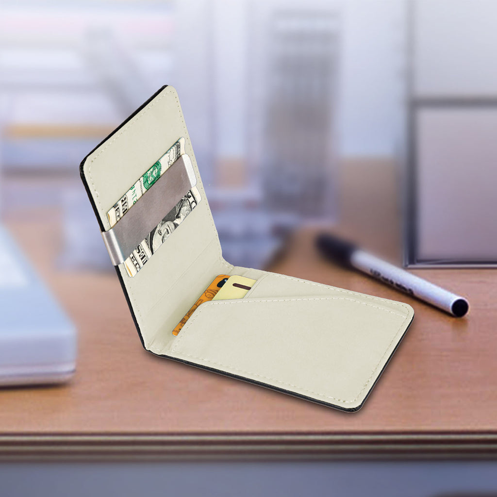 1Pc Unisex PU Leather Wallet For Women Blocking Slim Credit Card Holder With Money Clip