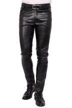 Men's Skinny Pants Tight Elastic Trend Motorcycle Male Nightclub Leather Pants