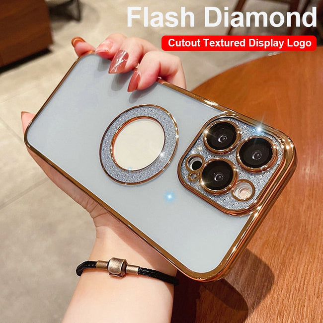 Electroplating Soft Diamond Ring Phone Case Drill Leakage Standard Mobile Phone Case Lens Film Main Image