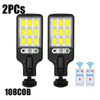 Solar Powered Motion Sensor Outdoor Garden Light With 108 COB LED Lights