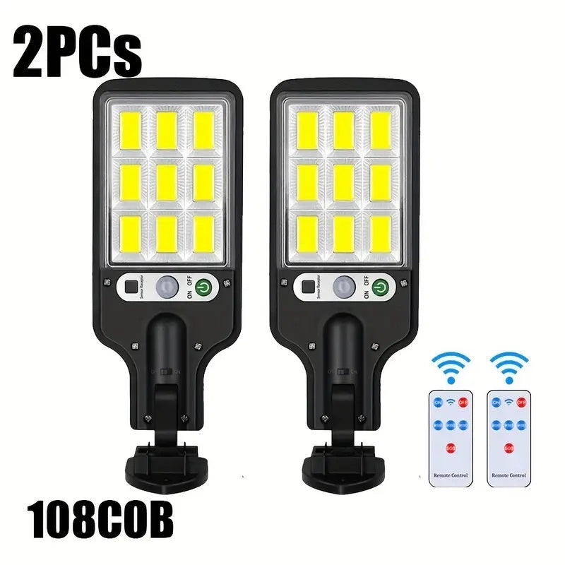 Solar Powered Motion Sensor Outdoor Garden Light With 108 COB LED Lights