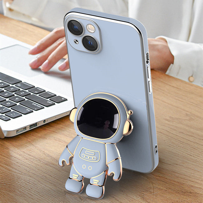 3D Astronaut Phone Case Anti-Drop Electroplating Bracket Hover Image