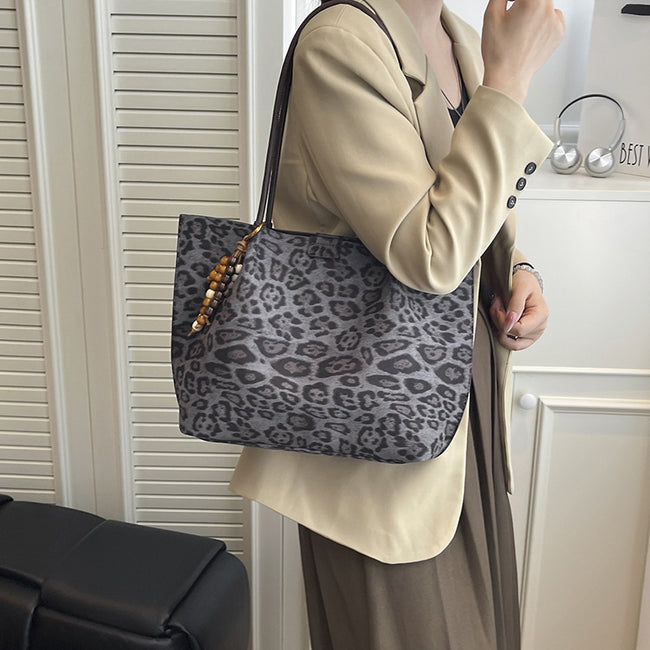 Leisure Large Capacity Leopard Print Hand-held Tote Shoulder Bag Main Image