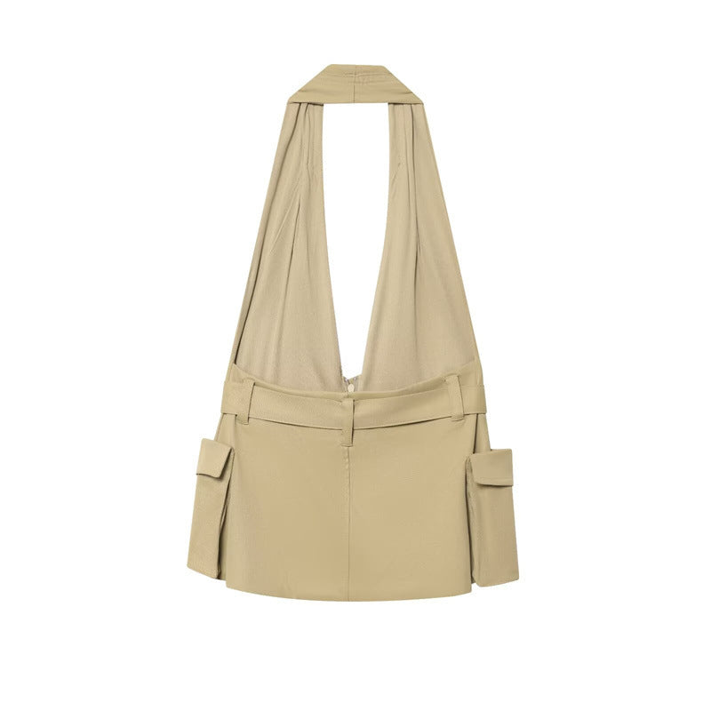 Sexy Style Backless Hanging Collar Top For Women