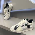 Fashion Soft Bottom Low-top Fabric Leather Stitching Breathable Personality Casual Shoes