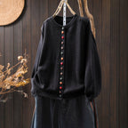 Women's Colorful Button Cotton Sweater Cardigan Loose-fitting Slimming Coat