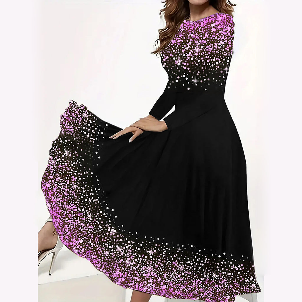 Women's Christmas Elements Floral Print Swing Dress