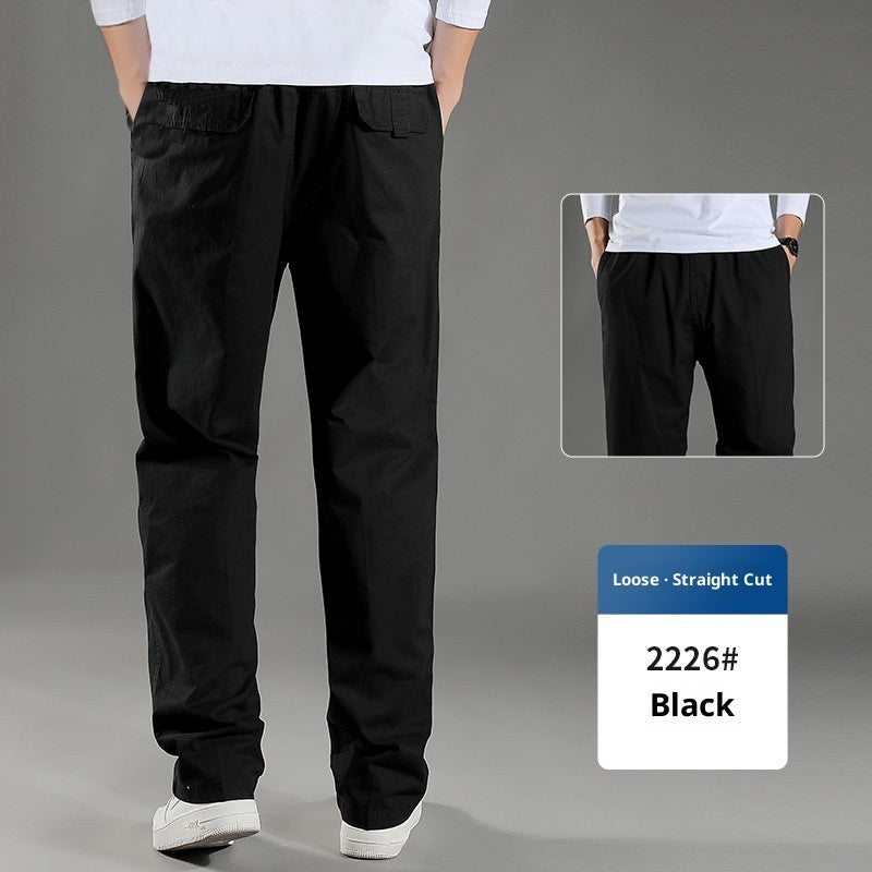Men's Overalls Cotton Loose Casual Pants Straight Trousers