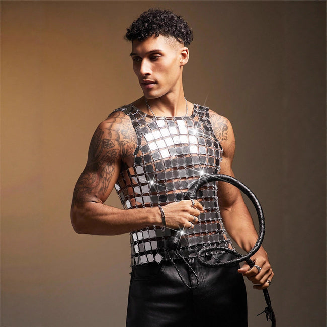 Performance Costume Acrylic Mirror Men's Top Vest Main Image