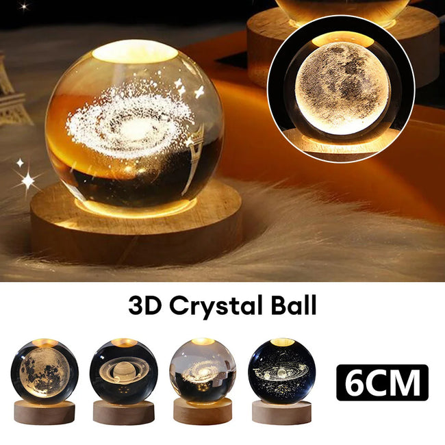 Luminous Starry Sky And Planets Moon Moon Crystal Ball Small Night Lamp Projection Ambience Light Creative Gift New Strange Gift Hover Image