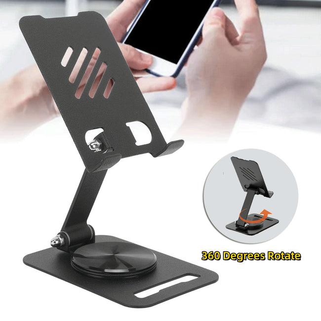 360 Degrees Rotate Metal Desk Mobile Phone Holder Stand For Phone Pad Adjustable Desktop Tablet Holderl Table Cell Phone Stand Hover Image