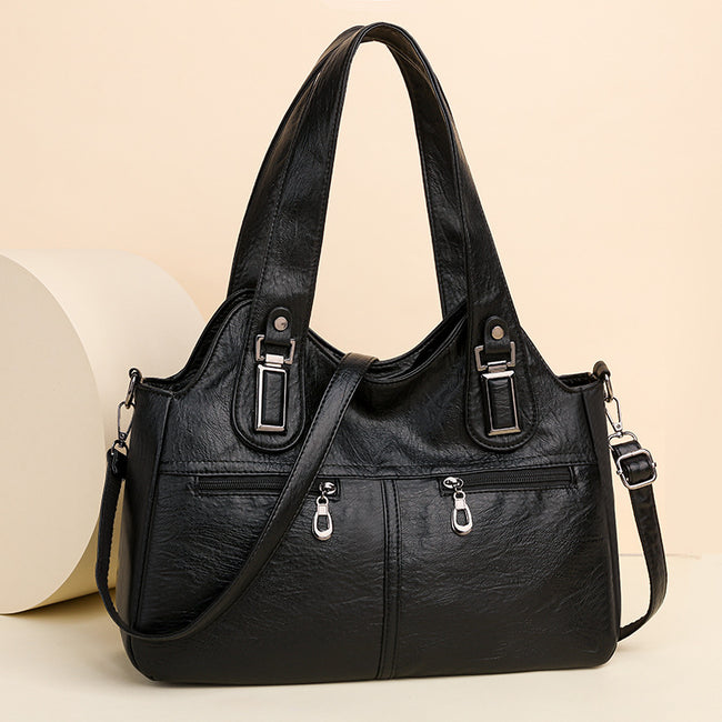 Soft Leather Large Capacity Handbag Fashion Retro Shoulder Hover Image