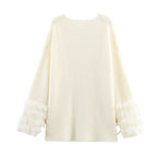 Casual V-neck Cuff Furry Knitted Dress