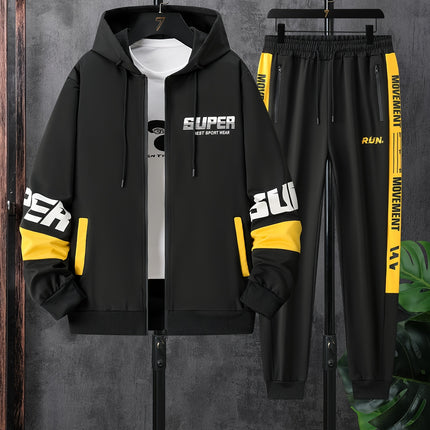 Spring Autumn Hooded Sweatshirt Set Two Piece Sportswear