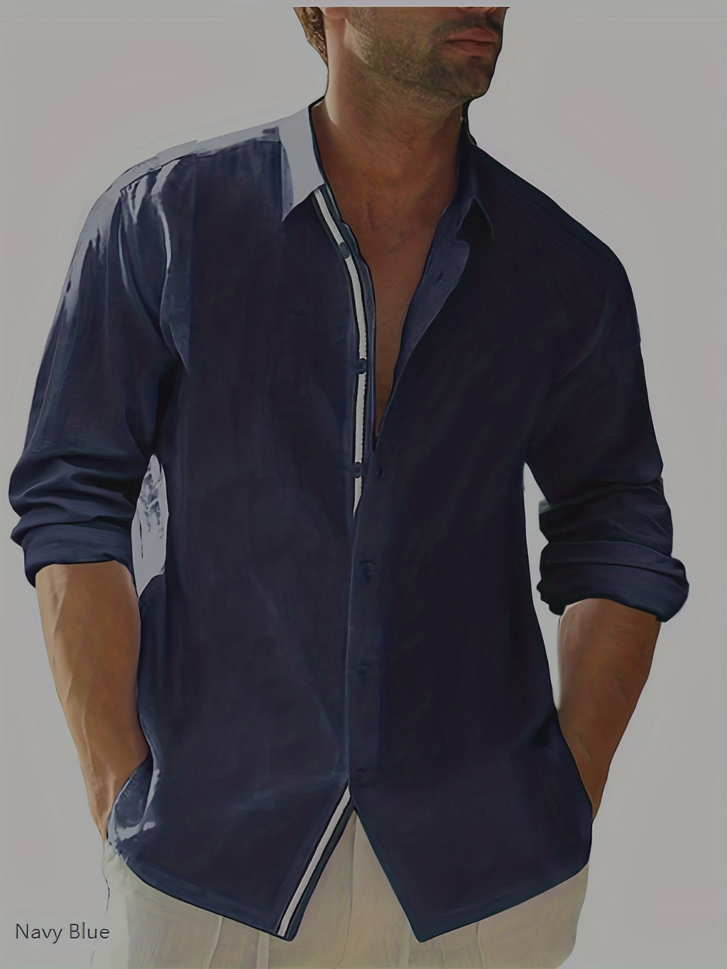 Loose Colored Lapel Long-sleeved Casual Men's Shirt For Teenagers