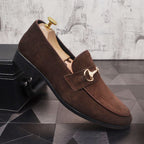 Men's Breathable Genuine Leather Slip-on Trendy Beanie Shoes Light Luxury Suede Leather Lazy Shoes