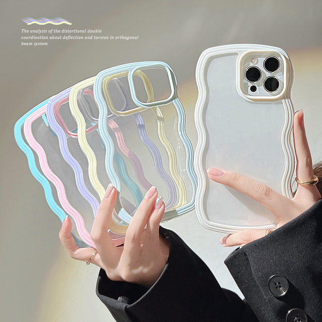 Wave Border Mobile Phone Case Solid Color Simple Candy Color Main Image