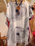 Women's Round Neck Abstract Printing Sleeve Dress